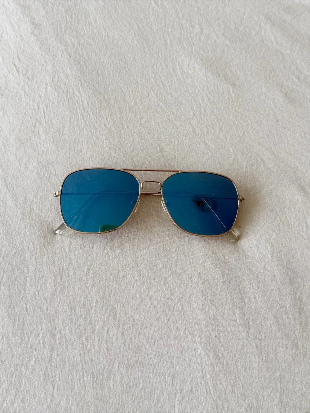 Blue Lens Gold Frame Sunglasses